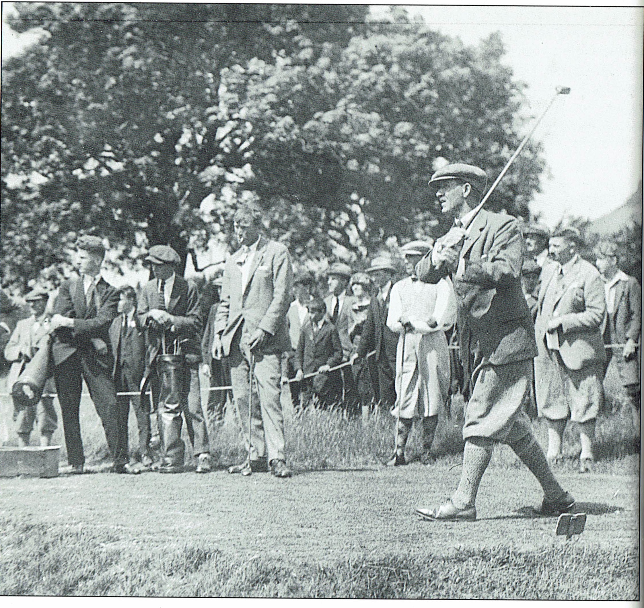 1925 Exhibition Match - Patrick just teeing off.